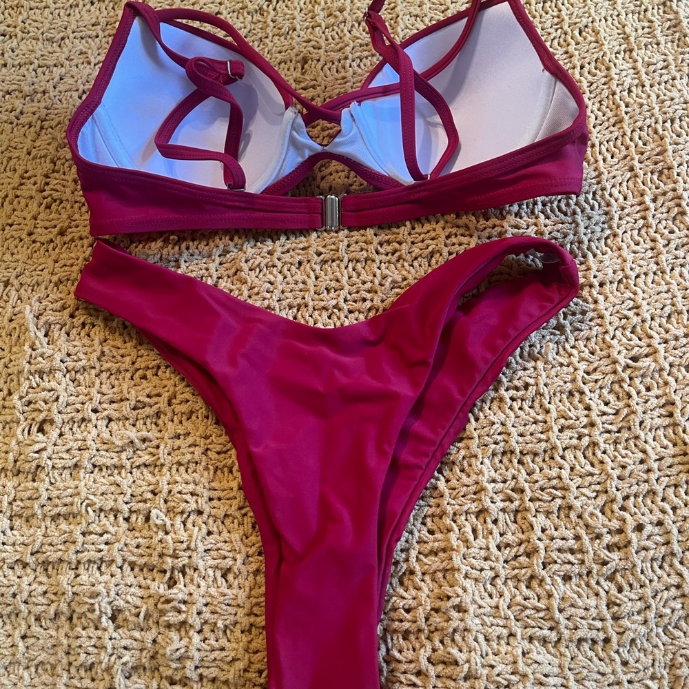 Shein Red Bikini Top and Bottoms